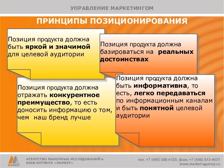 Позиция продукта должна отражать конкурентное преимущество, то есть доносить информацию о