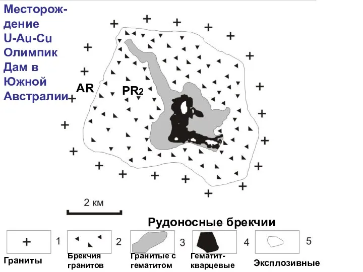 Месторож-дение U-Au-Cu Олимпик Дам в Южной Австралии AR PR2 Граниты Брекчия