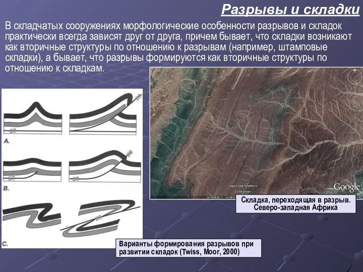 Разрывы и складки В складчатых сооружениях морфологические особенности разрывов и складок