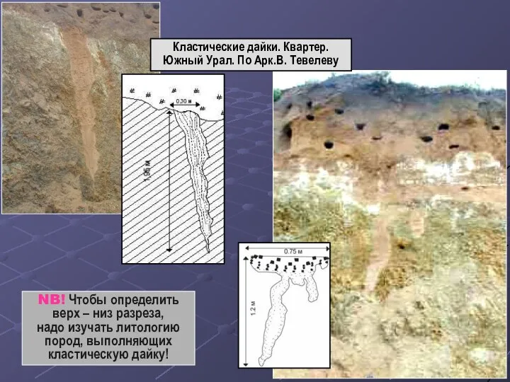 Кластические дайки. Квартер. Южный Урал. По Арк.В. Тевелеву NB! Чтобы определить