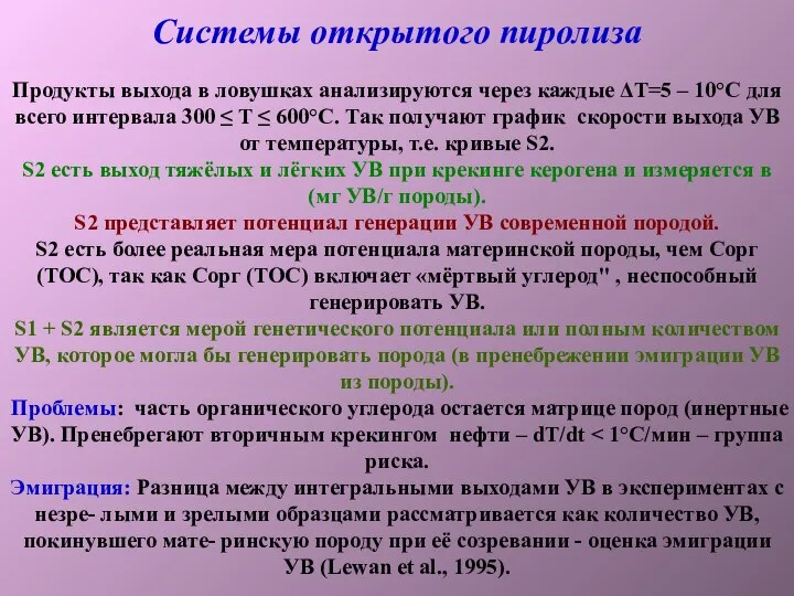 Системы открытого пиролиза Продукты выхода в ловушках анализируются через каждые ΔТ=5