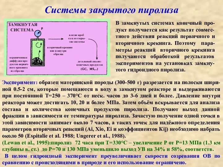 Системы закрытого пиролиза В замкнутых системах конечный про-дукт получается как результат