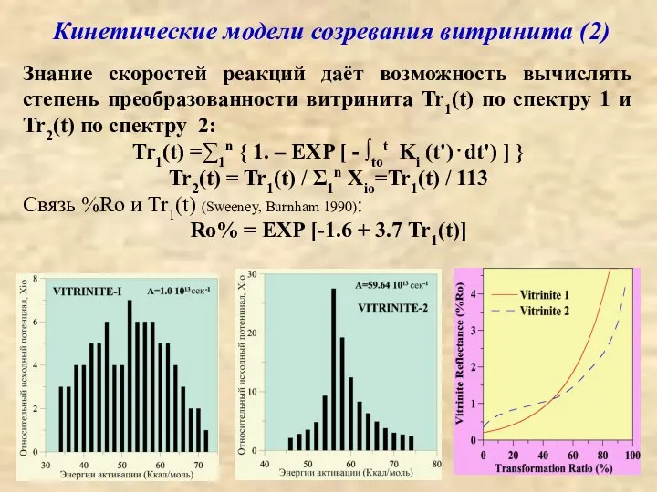 Кинетические модели созревания витринита (2) Знание скоростей реакций даёт возможность вычислять