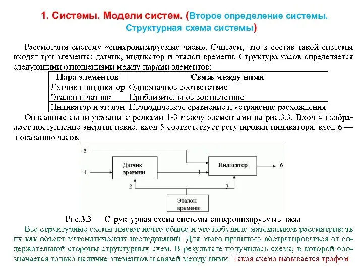 1. Системы. Модели систем. (Второе определение системы. Структурная схема системы)