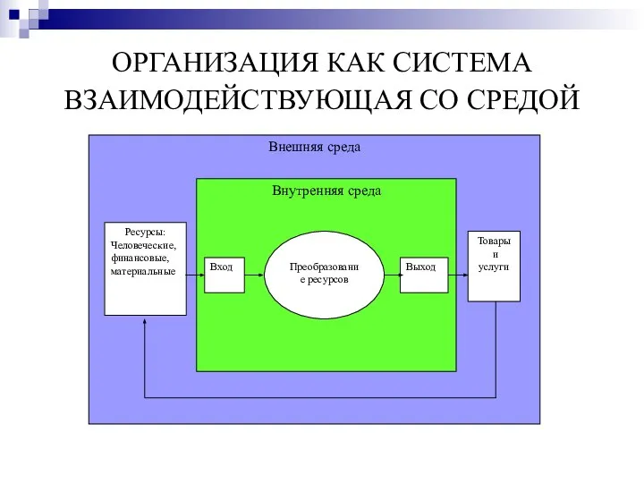 ОРГАНИЗАЦИЯ КАК СИСТЕМА ВЗАИМОДЕЙСТВУЮЩАЯ СО СРЕДОЙ