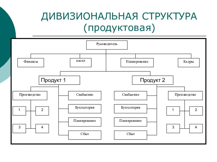 ДИВИЗИОНАЛЬНАЯ СТРУКТУРА (продуктовая)