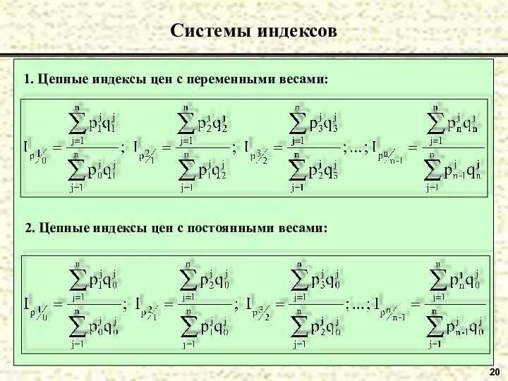 20 Системы индексов