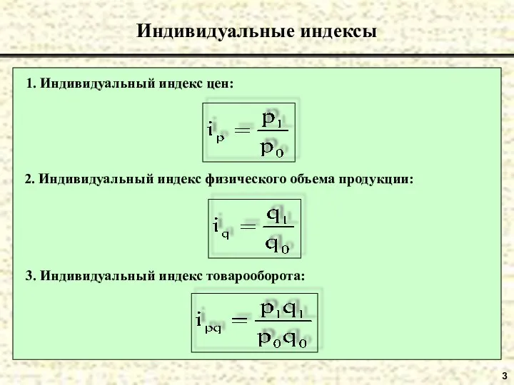 3 Индивидуальные индексы