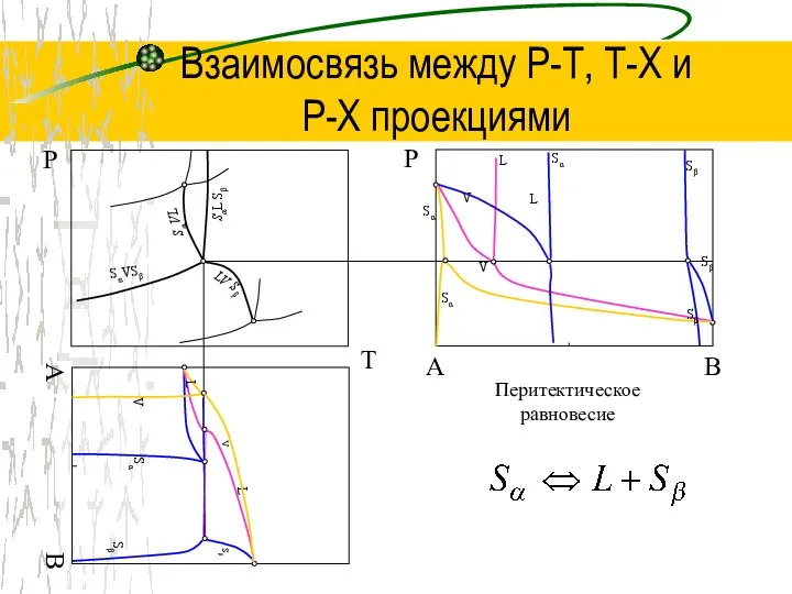 Взаимосвязь между Р-Т, Т-Х и P-Х проекциями T Р B Р