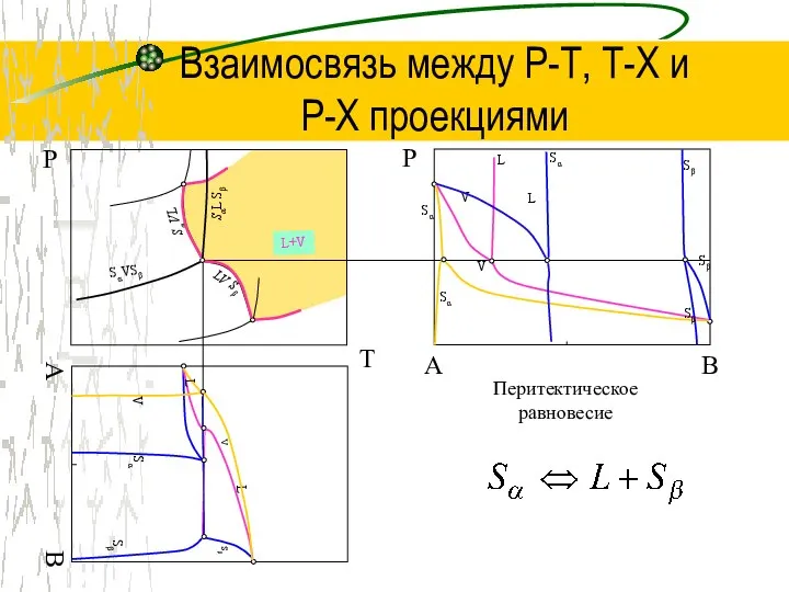 Взаимосвязь между Р-Т, Т-Х и P-Х проекциями T Р B Р