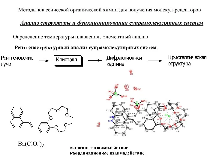 Анализ структуры и функционирования cупрамолекулярных систем Определение температуры плавления, элементный анализ