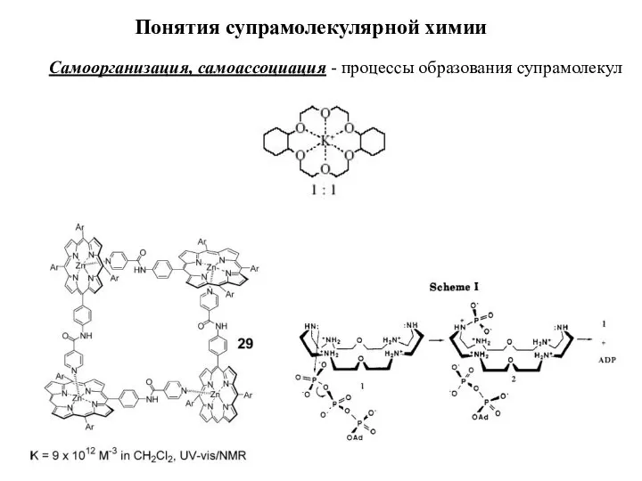 Понятия супрамолекулярной химии Самоорганизация, самоассоциация - процессы образования супрамолекул