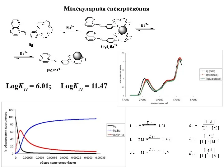 Молекулярная спектроскопия LogK11 = 6.01; LogK21 = 11.47