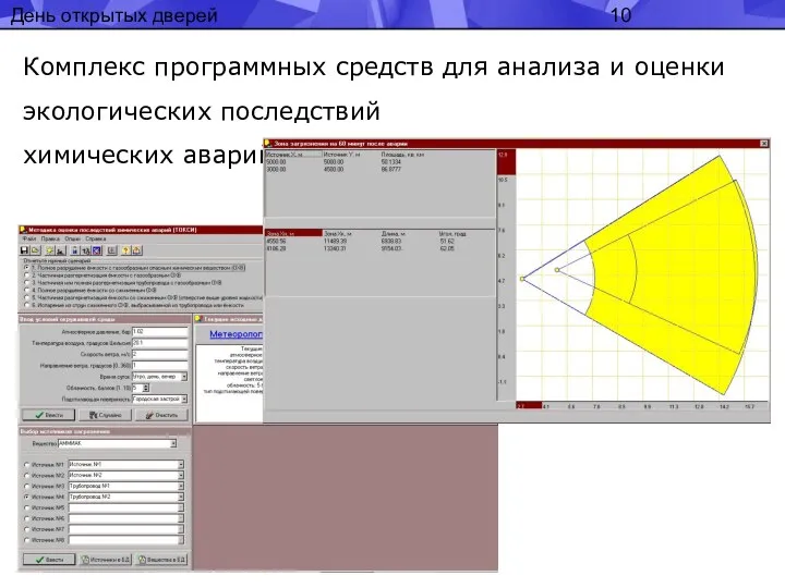 День открытых дверей Комплекс программных средств для анализа и оценки экологических последствий химических аварий