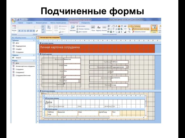 Подчиненные формы