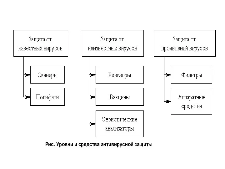 Рис. Уровни и средства антивирусной защиты