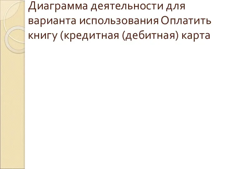 Диаграмма деятельности для варианта использования Оплатить книгу (кредитная (дебитная) карта