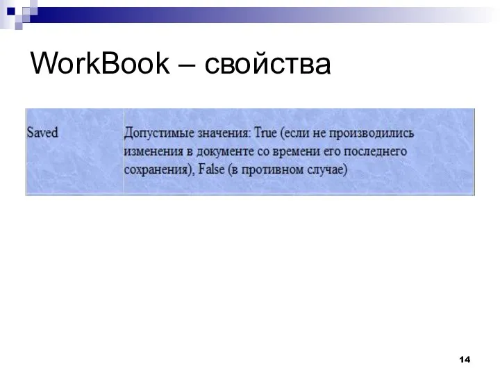 WorkBook – свойства