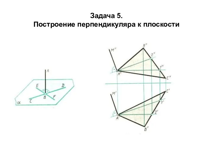 Задача 5. Построение перпендикуляра к плоскости