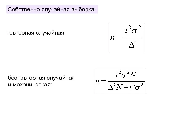 Собственно случайная выборка: повторная случайная: бесповторная случайная и механическая: