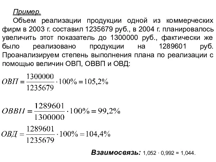 Пример. Объем реализации продукции одной из коммерческих фирм в 2003 г.