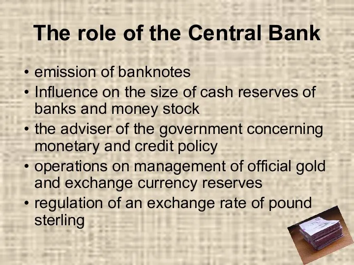 The role of the Central Bank emission of banknotes Influence on