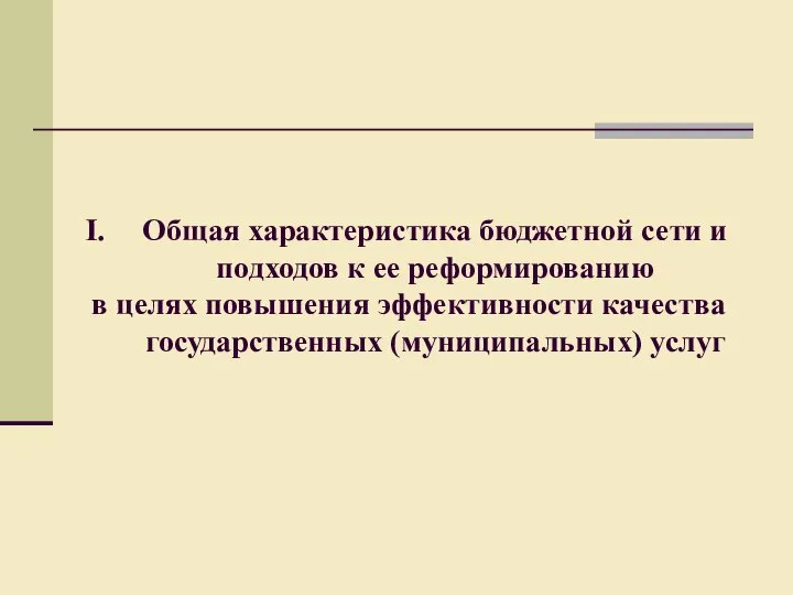 Общая характеристика бюджетной сети и подходов к ее реформированию в целях