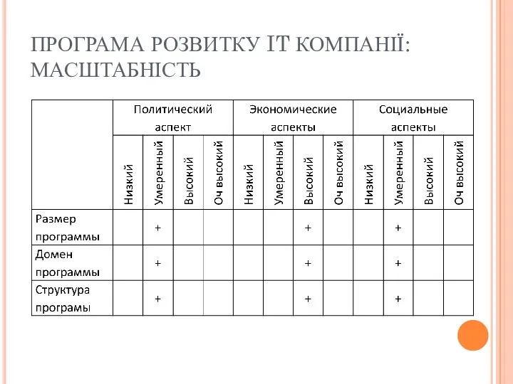 ПРОГРАМА РОЗВИТКУ IT КОМПАНІЇ: МАСШТАБНІСТЬ