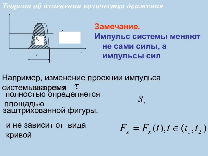 Теорема об изменении количества движения Замечание. Импульс системы меняют не сами