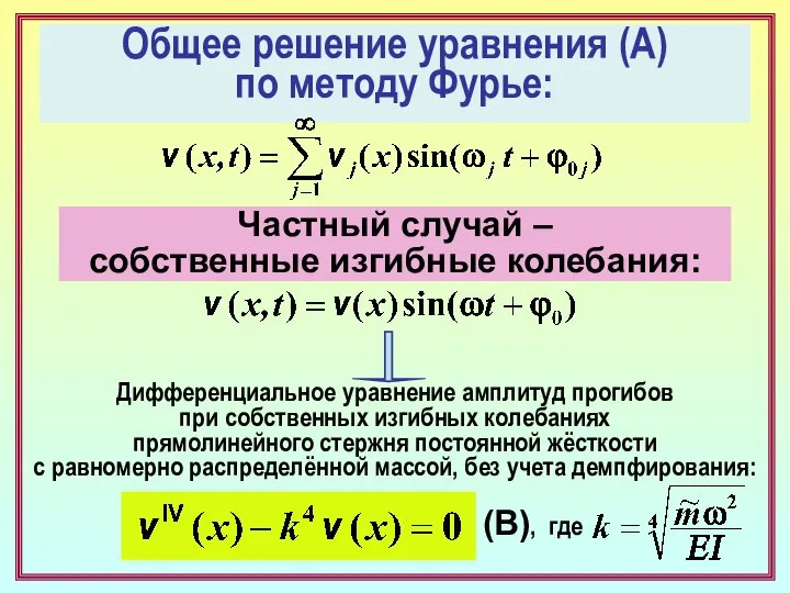 Общее решение уравнения (А) по методу Фурье: Частный случай – собственные