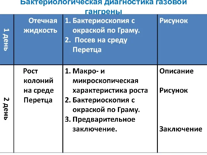 Бактериологическая диагностика газовой гангрены