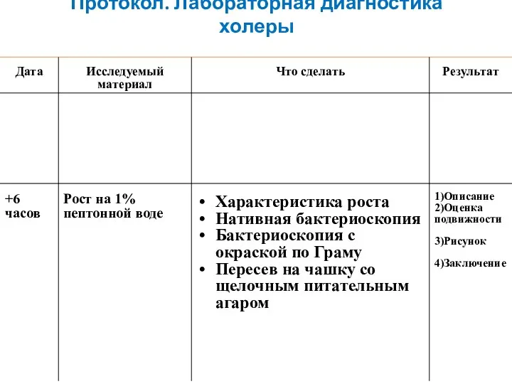 Протокол. Лабораторная диагностика холеры