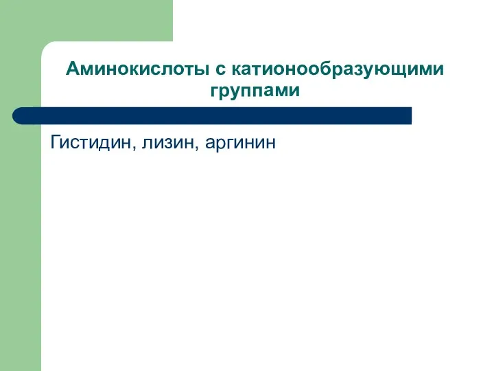 Аминокислоты с катионообразующими группами Гистидин, лизин, аргинин