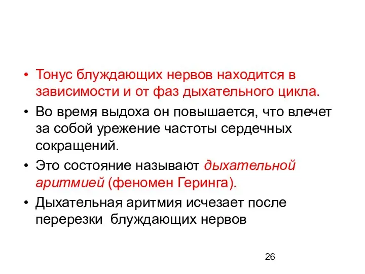 Тонус блуждающих нервов находится в зависимости и от фаз дыхательного цикла.