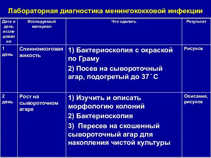 Лабораторная диагностика менингококковой инфекции