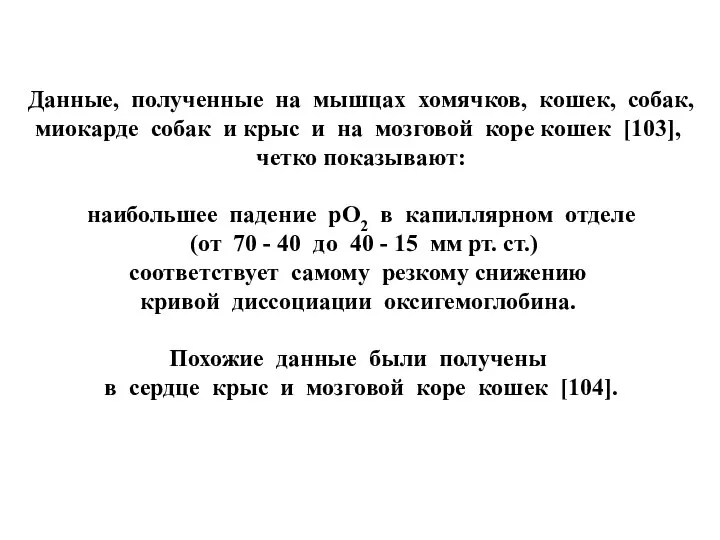 Данные, полученные на мышцах хомячков, кошек, собак, миокарде собак и крыс