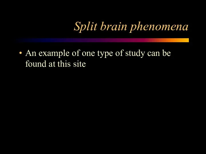 Split brain phenomena An example of one type of study can be found at this site
