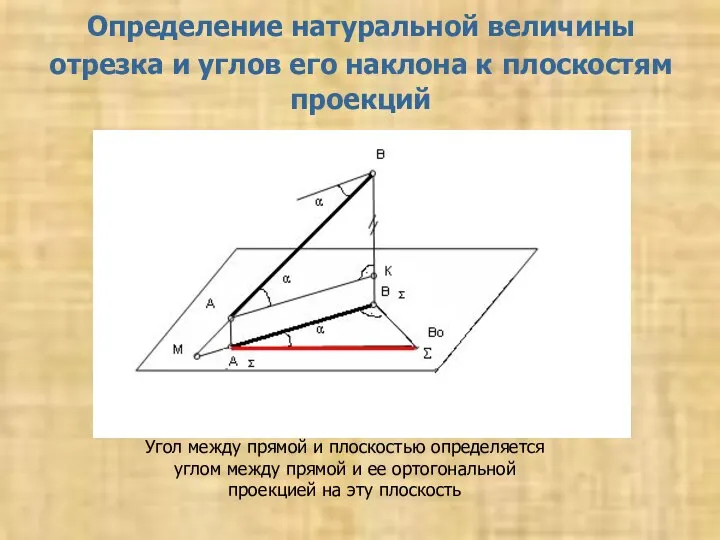 Определение натуральной величины отрезка и углов его наклона к плоскостям проекций