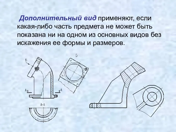 Дополнительный вид применяют, если какая-либо часть предмета не может быть показана