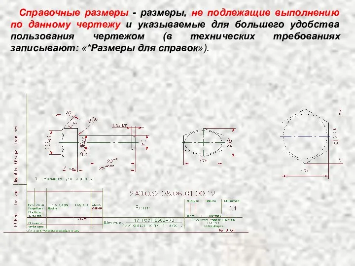 Справочные размеры - размеры, не подлежащие выполнению по данному чертежу и