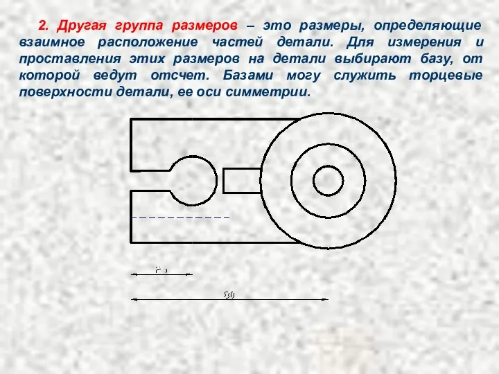 2. Другая группа размеров – это размеры, определяющие взаимное расположение частей