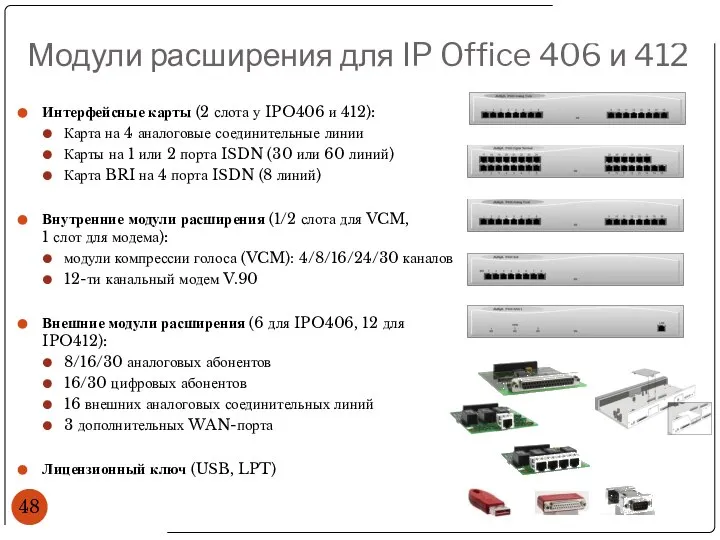 Модули расширения для IP Office 406 и 412 Интерфейсные карты (2