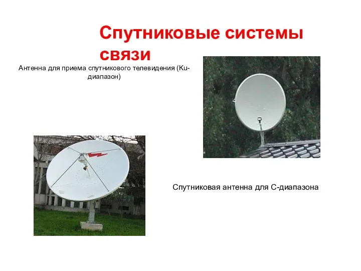 Спутниковые системы связи Антенна для приема спутникового телевидения (Ku-диапазон) Спутниковая антенна для C-диапазона