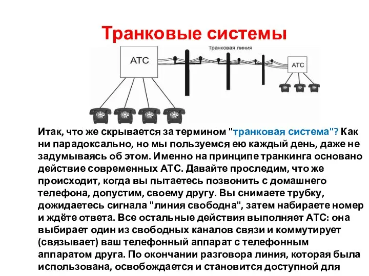 Транковые системы связи Итак, что же скрывается за термином "транковая система"?