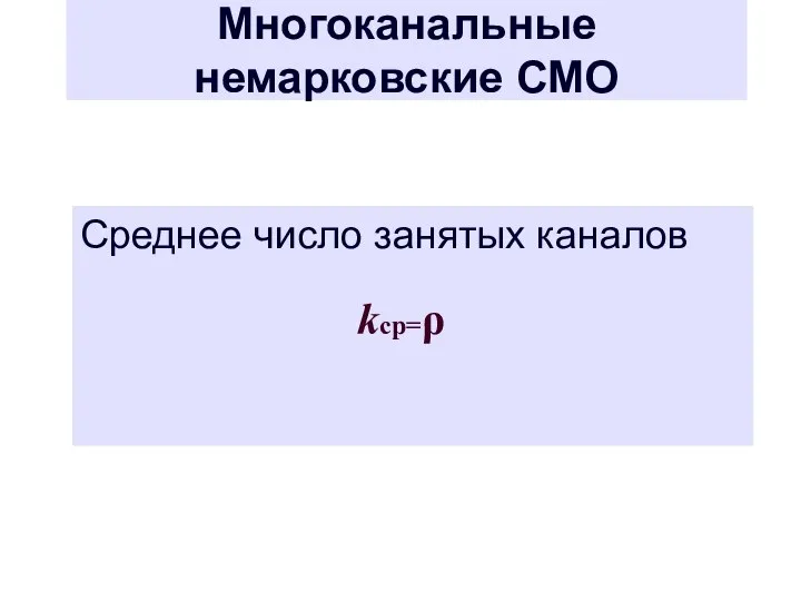 Многоканальные немарковские СМО Среднее число занятых каналов kср=ρ