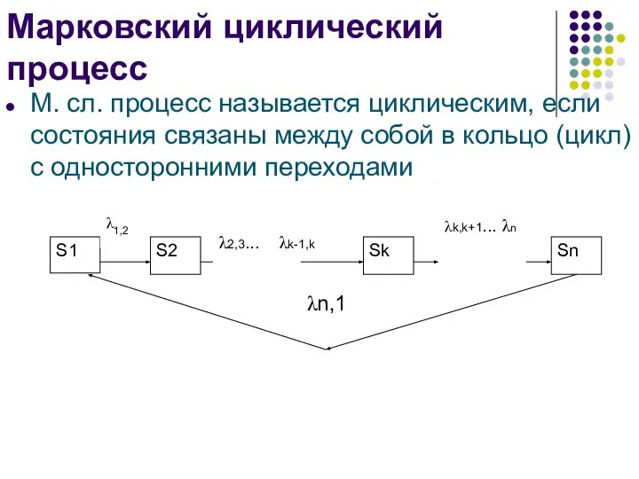 Марковский циклический процесс М. сл. процесс называется циклическим, если состояния связаны