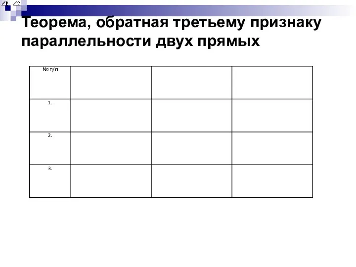 Теорема, обратная третьему признаку параллельности двух прямых