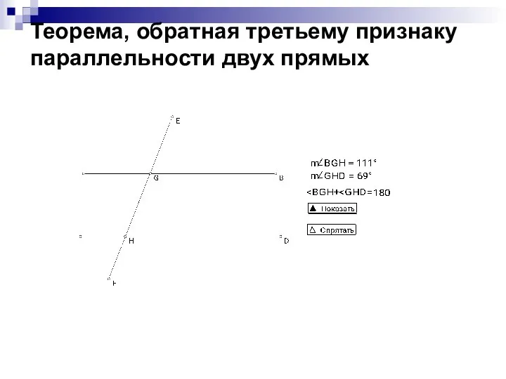 Теорема, обратная третьему признаку параллельности двух прямых