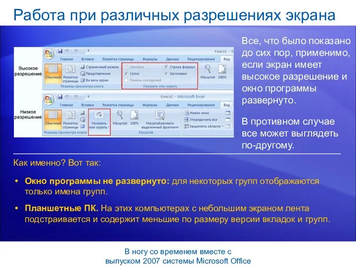 Работа при различных разрешениях экрана Все, что было показано до сих