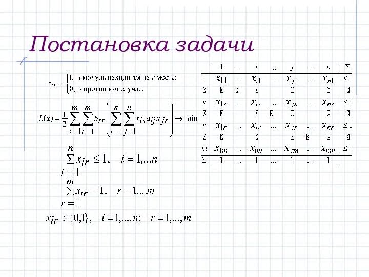 Постановка задачи